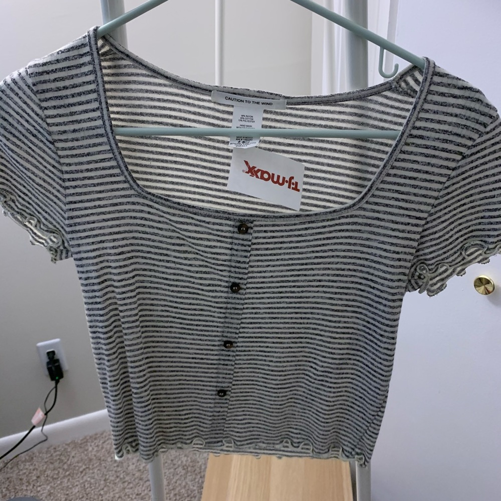 Black and White Striped Crop Top